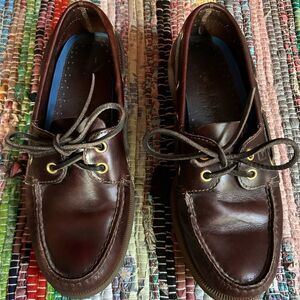 Sperry Dark Brown Leather Boat Shoes Size 7.5